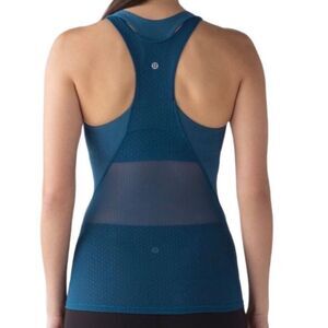 Lululemon Body Con Tank Poseidon Tank Top Blue with Back Mesh Size 4 NWOT